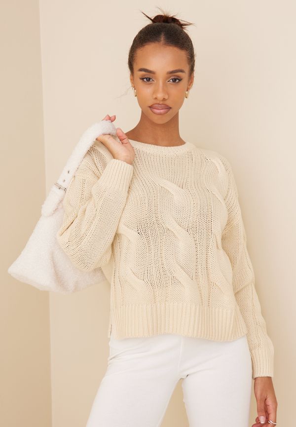Vila - Stickade tröjor - Viannali O-Neck L/S Cable Knit Top - Tröjor - Knitted sweaters