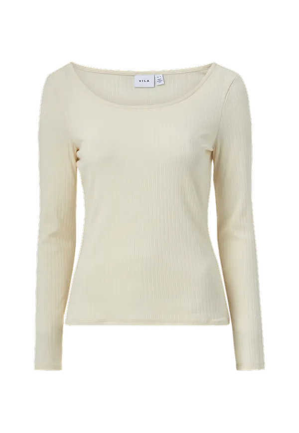 Vila - Topp viAtlanta U-neck L/S Top - Beige
