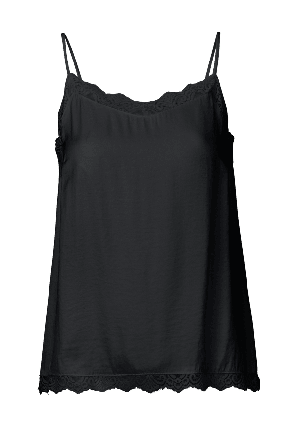 Vila - Topp viCava Lace Singlet - Svart