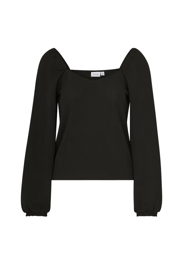 Vila - Topp viCotin Square Neck L/S Top - Svart