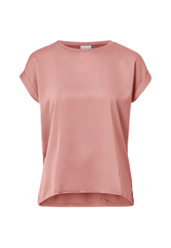 Vila - Topp viElelette S/S Satin Top - Rosa