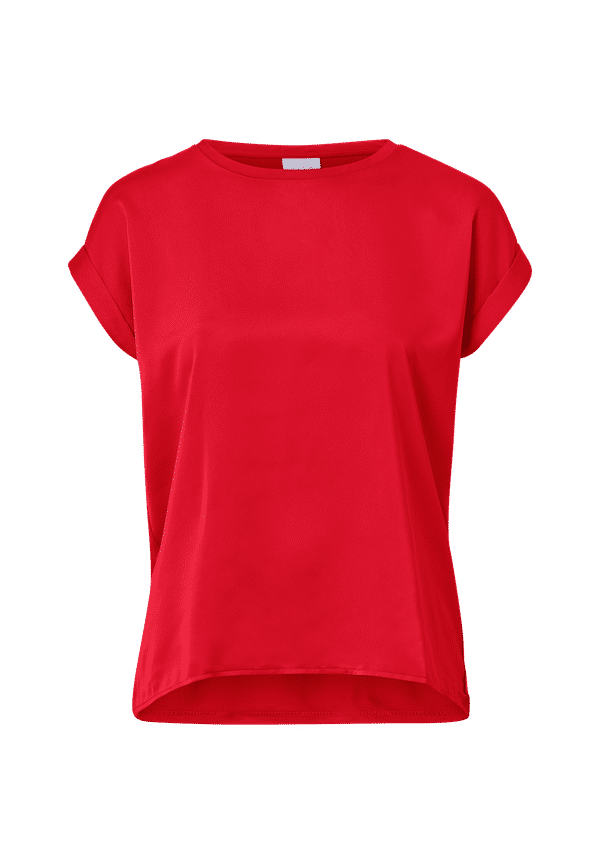 Vila - Topp viElelette S/S Satin Top - Röd - 40