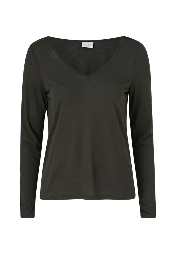 Vila - Topp viNoel L/S V-neck - Svart