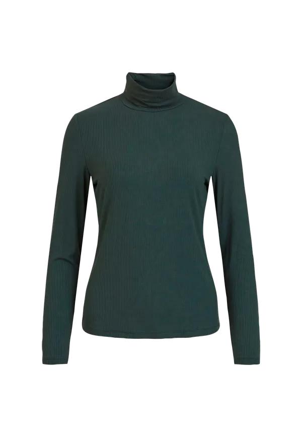 Vila - Topp viSolitta Rib Rollneck L/S Top - Grön