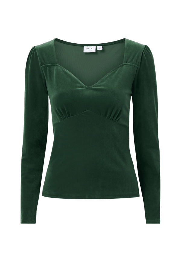 Vila - Topp viVelvo Sweet Heart L/S Top - Grön - 34