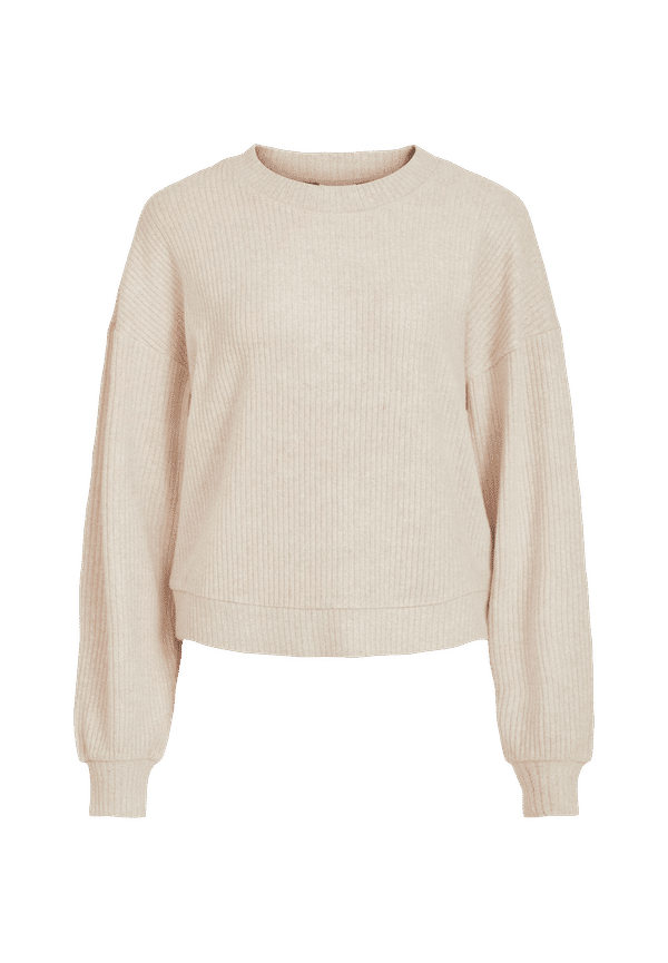 Vila - Tröja viBamina L/S O-neck Knit Top - Beige