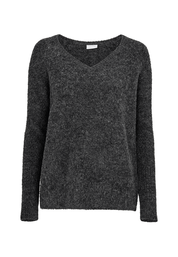 Vila - Tröja viPlace V-Neck Knit Top - Grå - 34