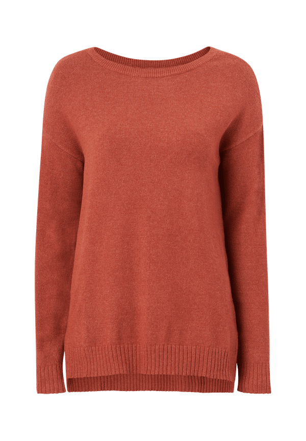 Vila - Tröja viRil High Low L/S Knit Top - Röd