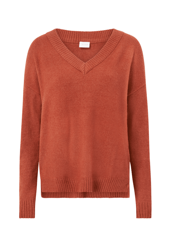 Vila - Tröja viRil Oversize V-neck Knit Top - Röd