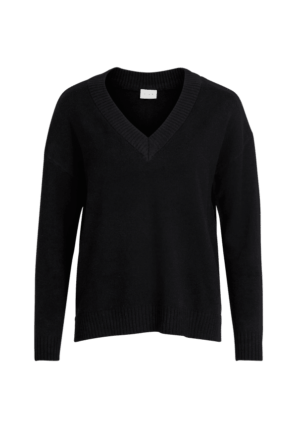 Vila - Tröja viRil Oversize V-neck Knit Top - Svart