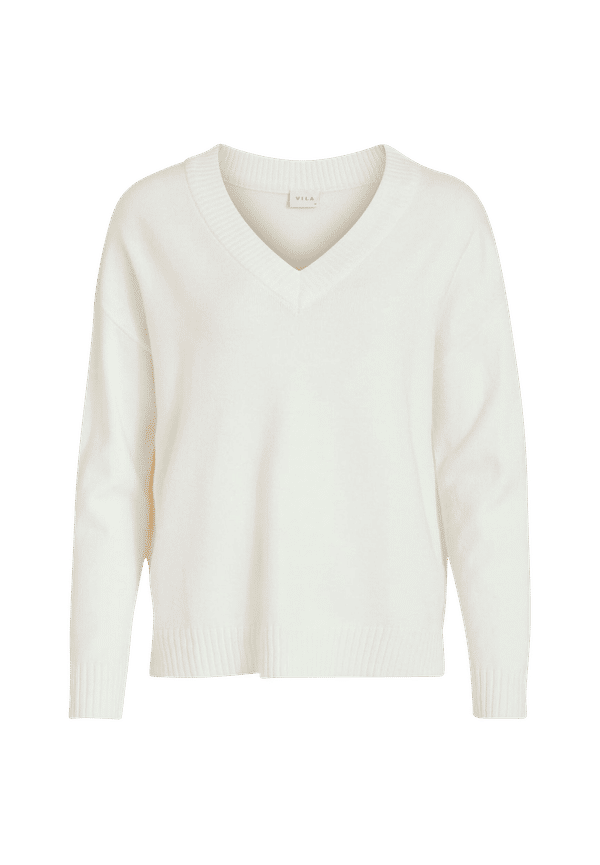 Vila - Tröja viRil Oversize V-neck Knit Top - Vit