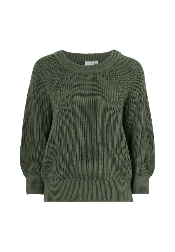 Vila - Tröja viTilla O-neck 3/4 Knit Top - Grön