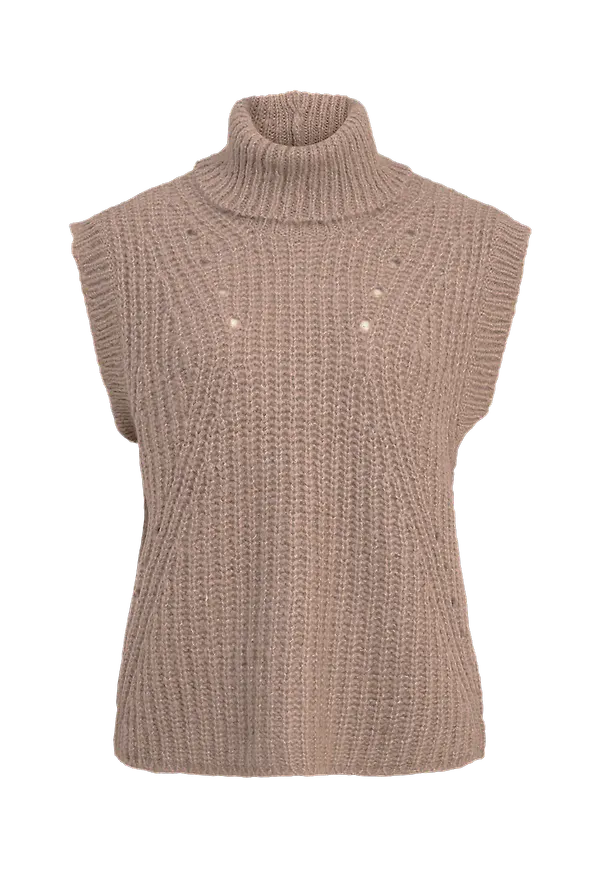 Vila - Väst viSuba Rollneck S/L Knit Vest - Brun