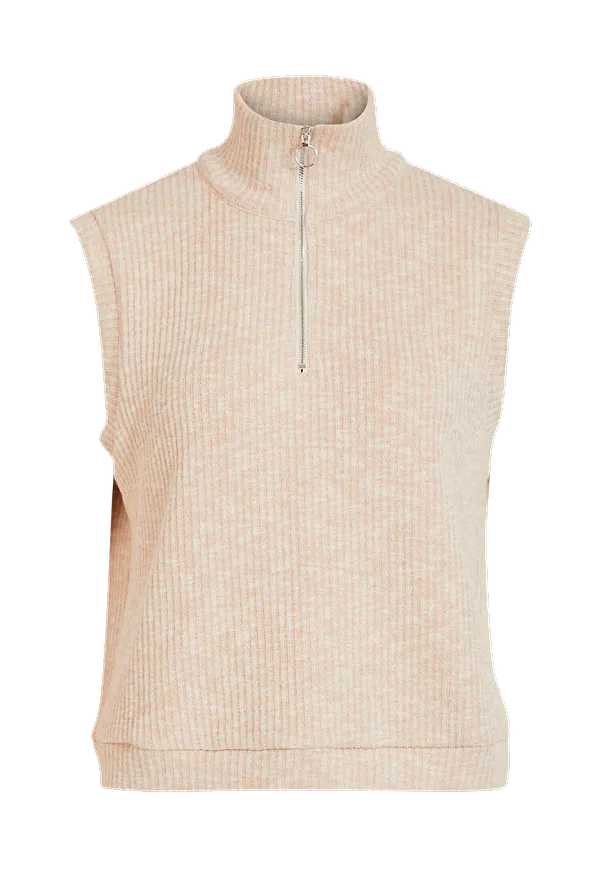 Vila - Väst viSyrila S/L Half Zip Knit Vest - Beige