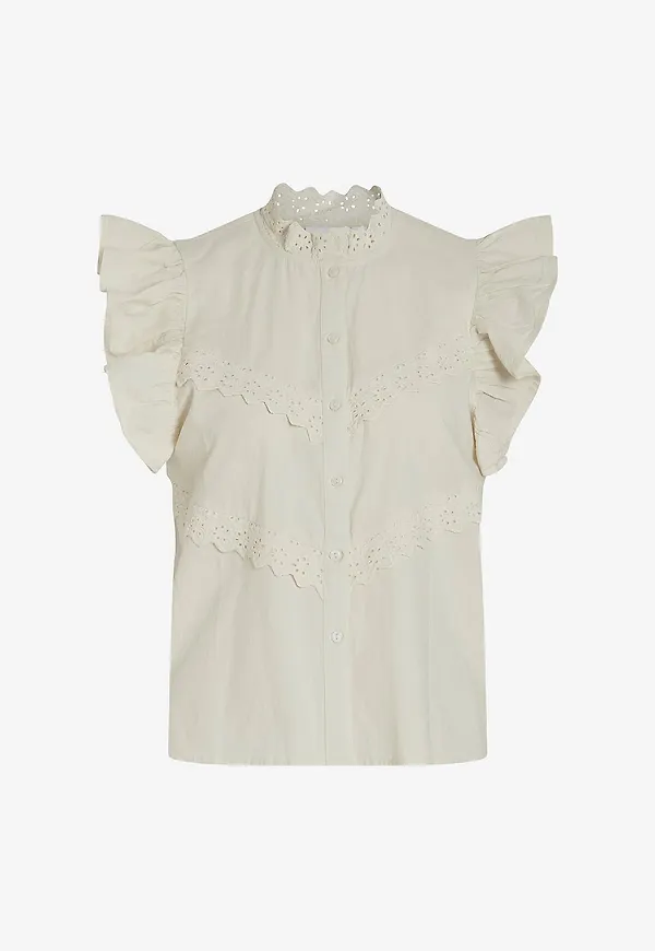 Vila - Blus viHaifa C/S Shirt - Beige