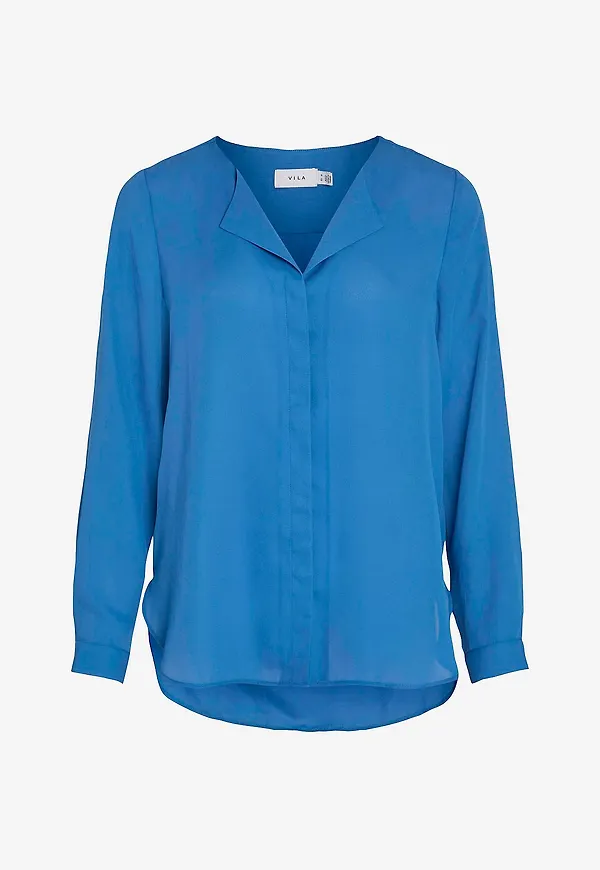 Vila - Blus viLucy L/S Shirt - Blå