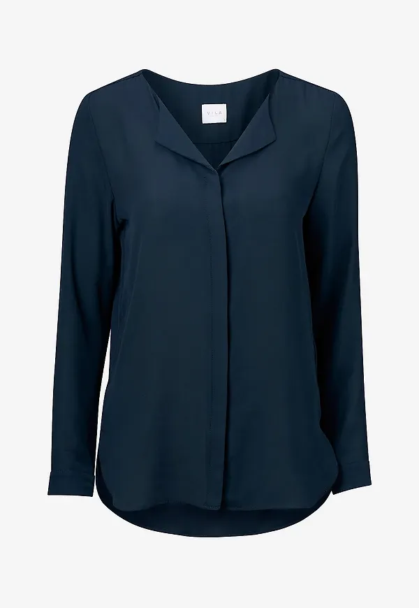 Vila - Blus viLucy L/S Shirt - Blå