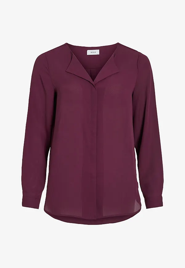 Vila - Blus viLucy L/S Shirt - Röd