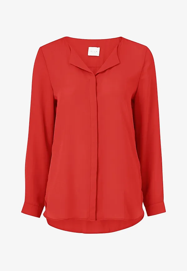 Vila - Blus viLucy L/S Shirt - Röd