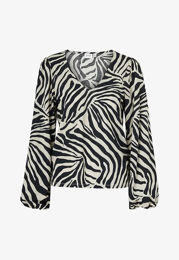 Vila - Blus viMiran Molli V-neck L/S Top - Svart
