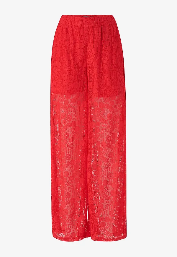 Vila - Byxa viSelly HW Lace Pants - Röd