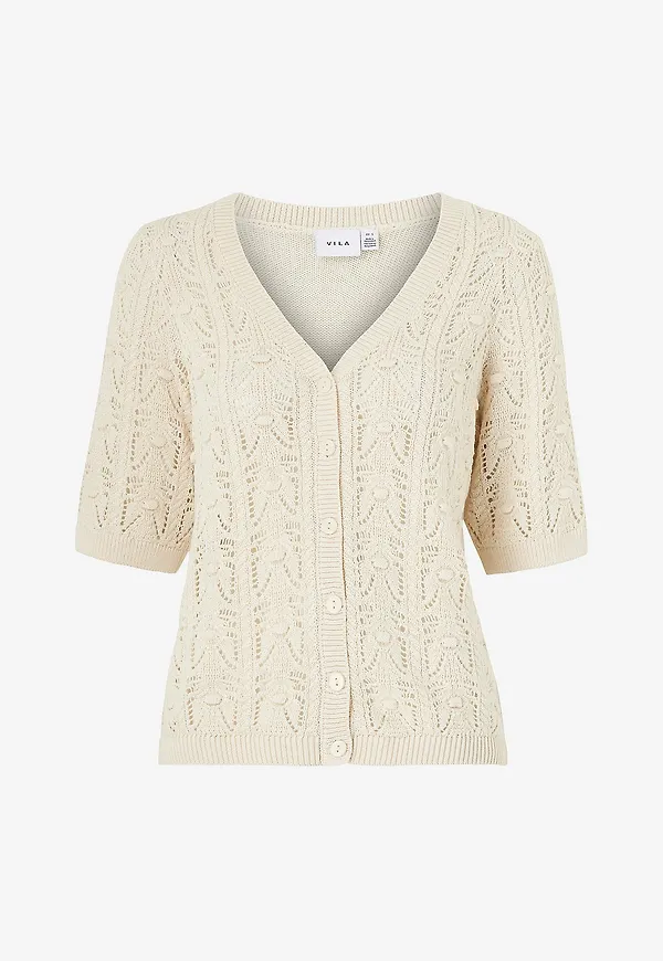 Vila - Cardigan viThena V-neck 2/4 Knit - Beige