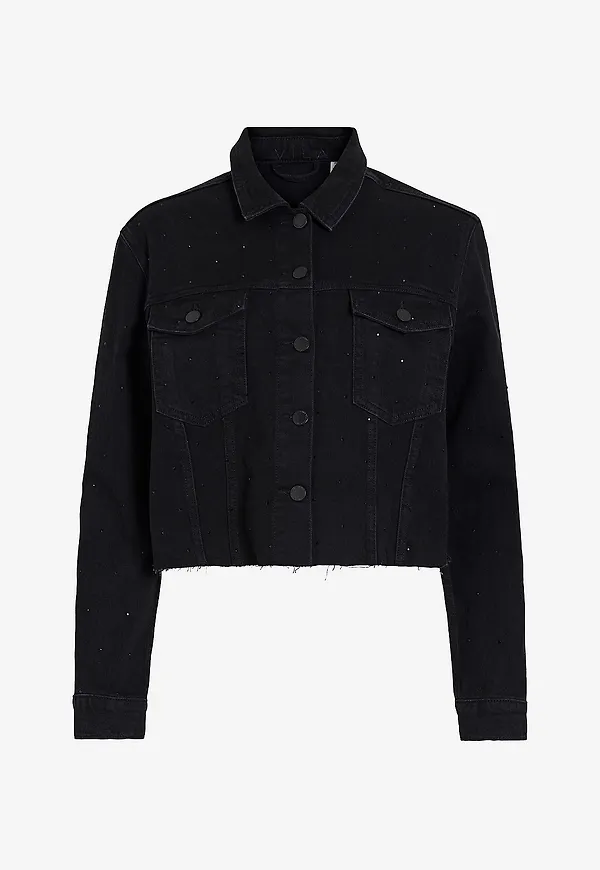 Vila - Jeansjacka viJaf L/s Beading - Svart