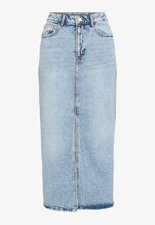 Vila - Jeanskjol viJaf HW Midi Denim Skirt - Blå