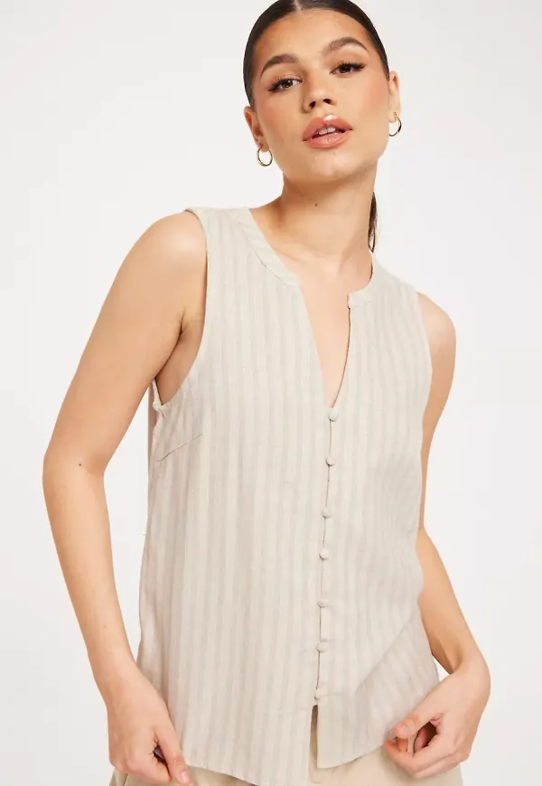 Vila - Kavajvästar - Super Light Natural Melan - Vilipa V-Neck Shirt/F - Kavajer & Blazers
