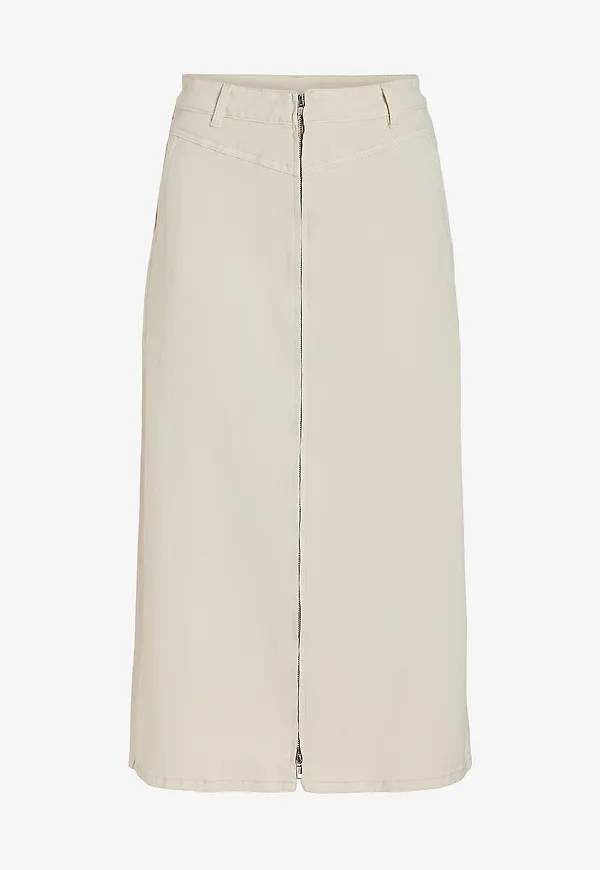 Vila - Kjol viHedea HW Midi Skirt - Beige