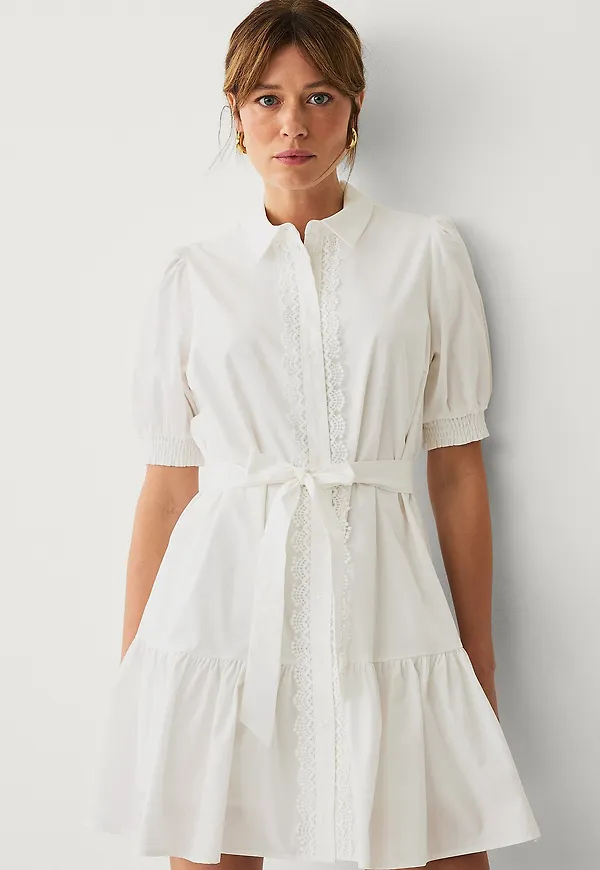 Vila - Klänning viCorly 2/4 Short Shirt Dress - Vit – Ellos