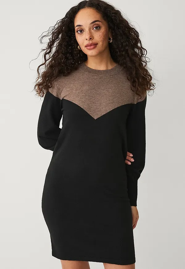 Vila - Klänning viKerry O-neck L/S Knit Dress - Svart