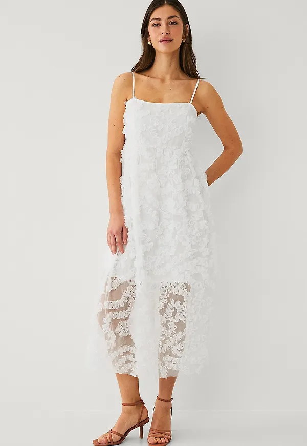 Vila - Klänning viLeonora Squ-neck S/L Midi Dress - Vit – Ellos