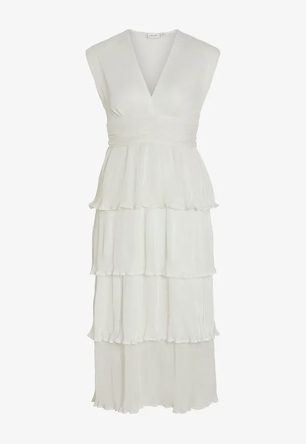 Vila - Klänning viLillian V-neck Plisse Ankle Dress - Vit – Ellos