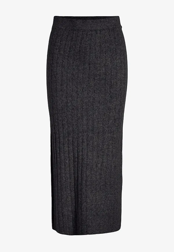 Vila - Maxikjol viJaney Rib Knit Skirt - Grå
