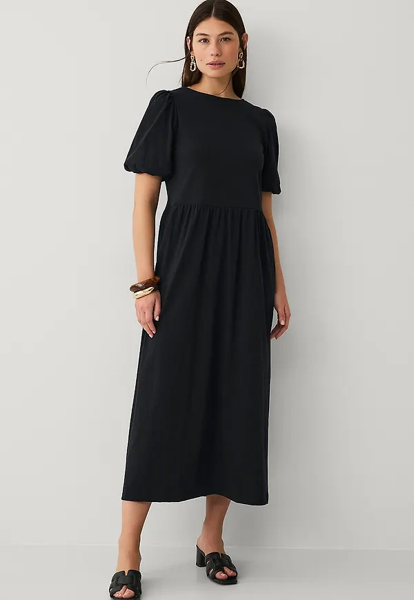 Vila - Maxiklänning viSummera O-neck 2/4 Midi Dress - Svart