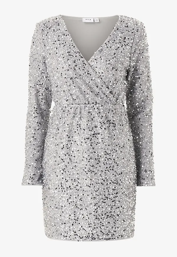 Vila - Paljettklänning Vicava Sequin Dress - Silver