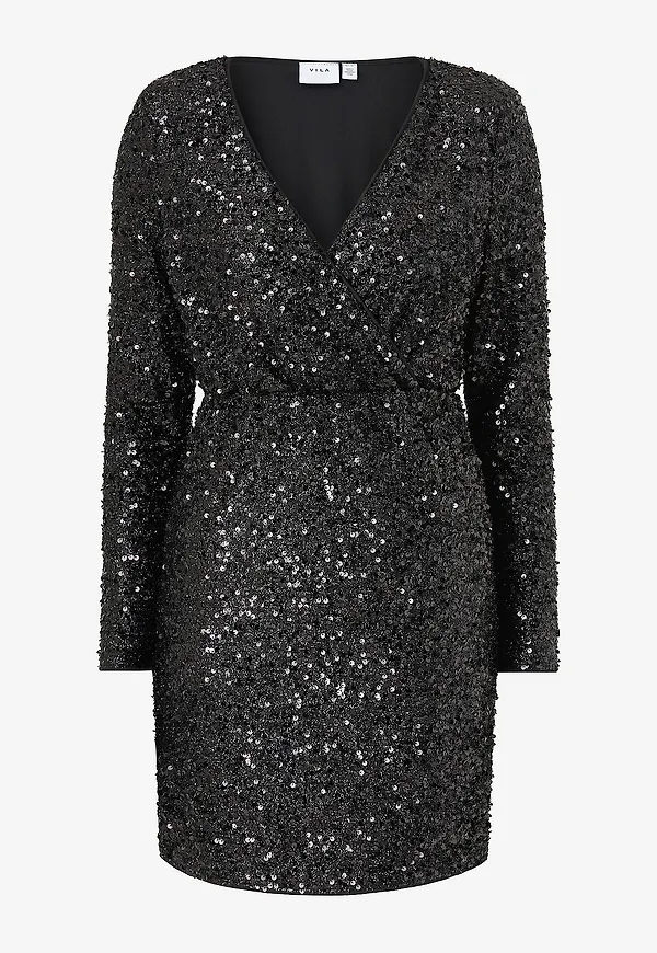 Vila - Paljettklänning Vicava Sequin Dress - Svart
