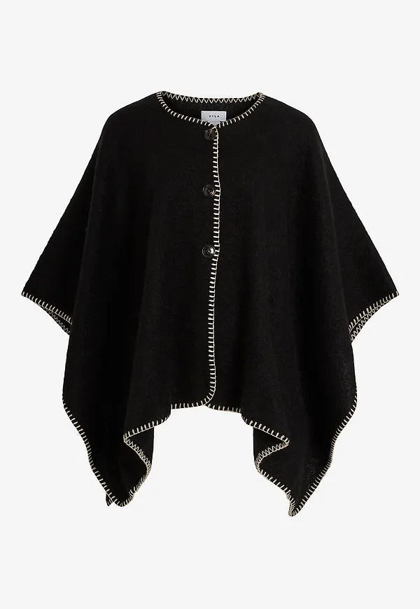 Vila - Poncho viSantel Cape - Svart