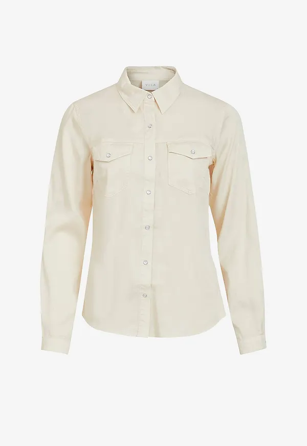 Vila - Skjorta viBista Denim Shirt - Beige