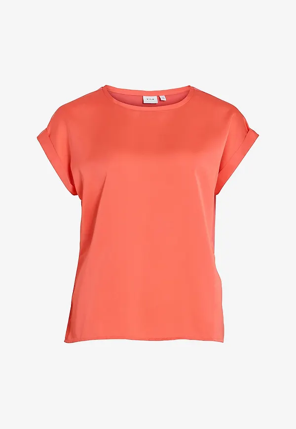 Vila - Topp viEllette S/s Satin - Rosa