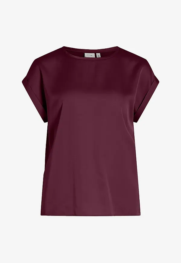 Vila - Topp viEllette S/s Satin - Röd