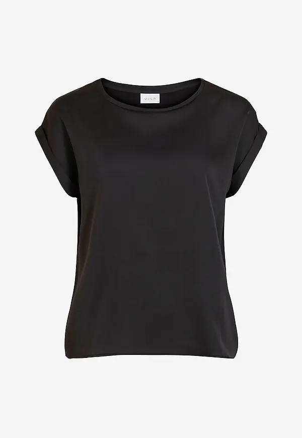 Vila - Topp viEllette S/s Satin - Svart