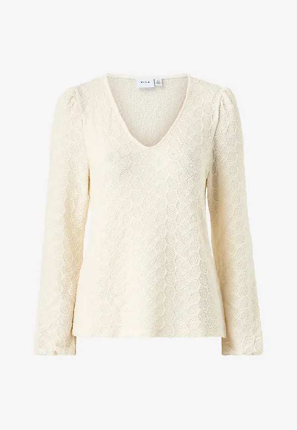 Vila - Topp viHanan V-neck L/S Top - Beige