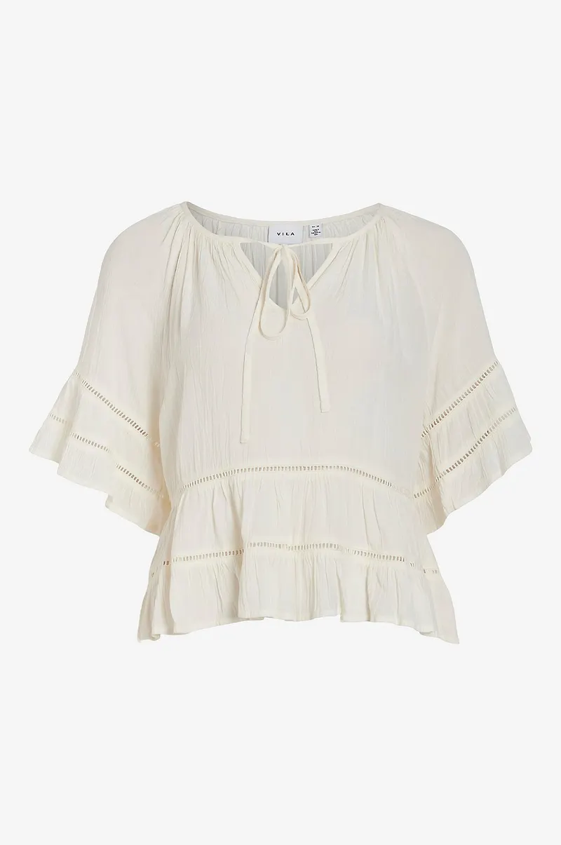 Vila - Topp viOpan 2/4 O-neck Short Top - Beige