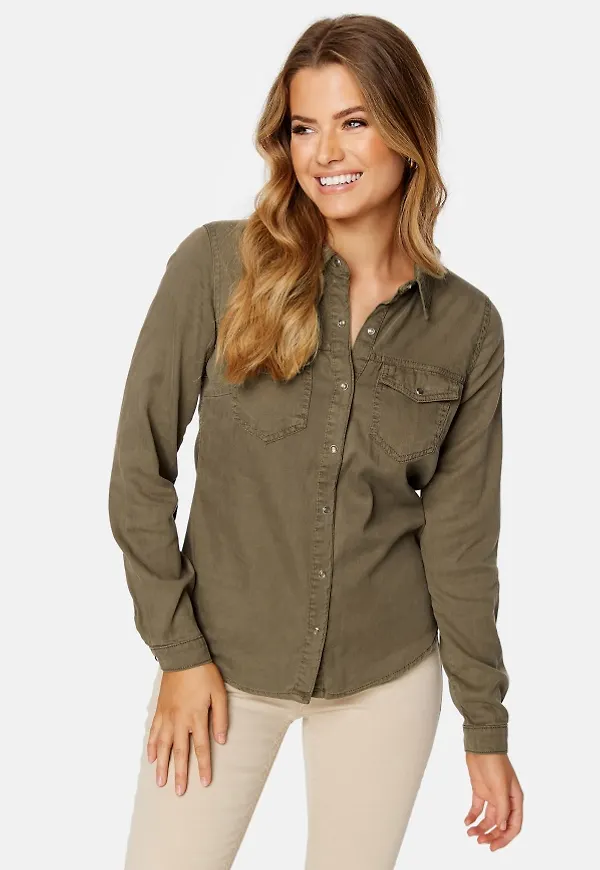 VILA Bista Denim Shirt Crocodile L