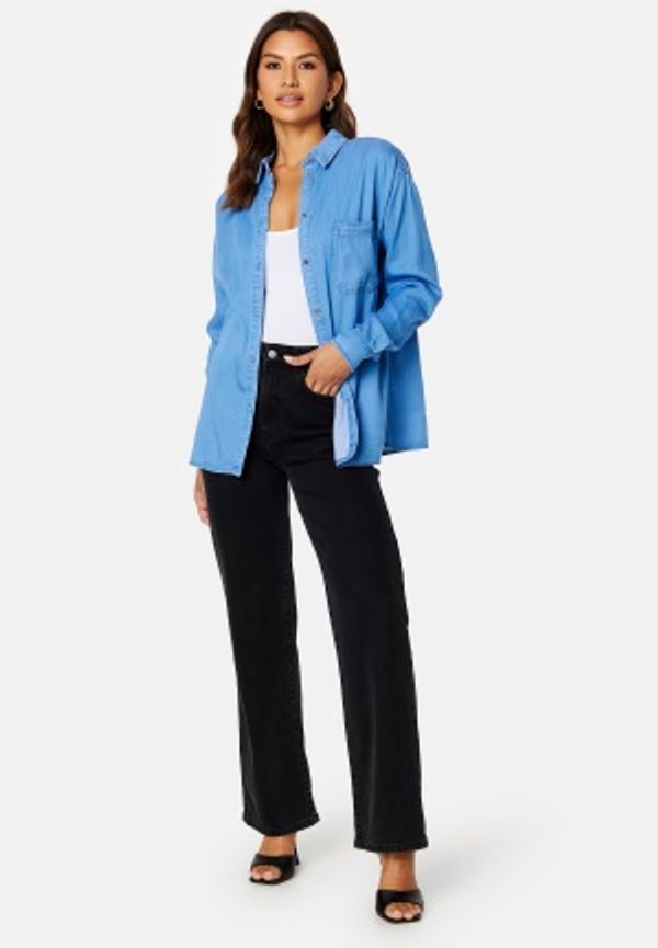 VILA Bista L/S Oversize Shirt/SU Medium Blue Denim 36
