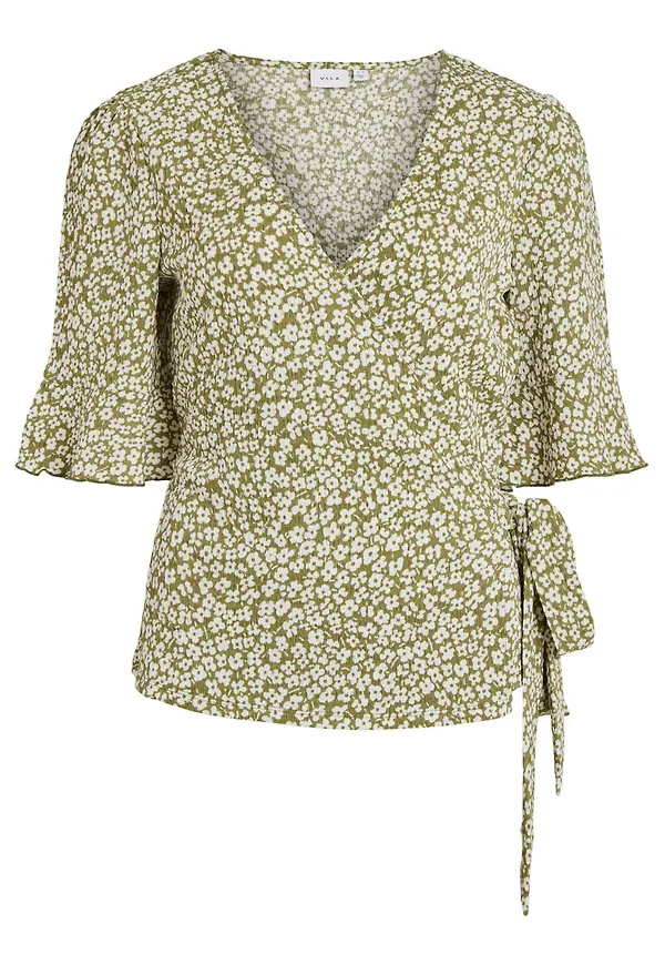 VILA Blus 'CAIA' oliv / vit