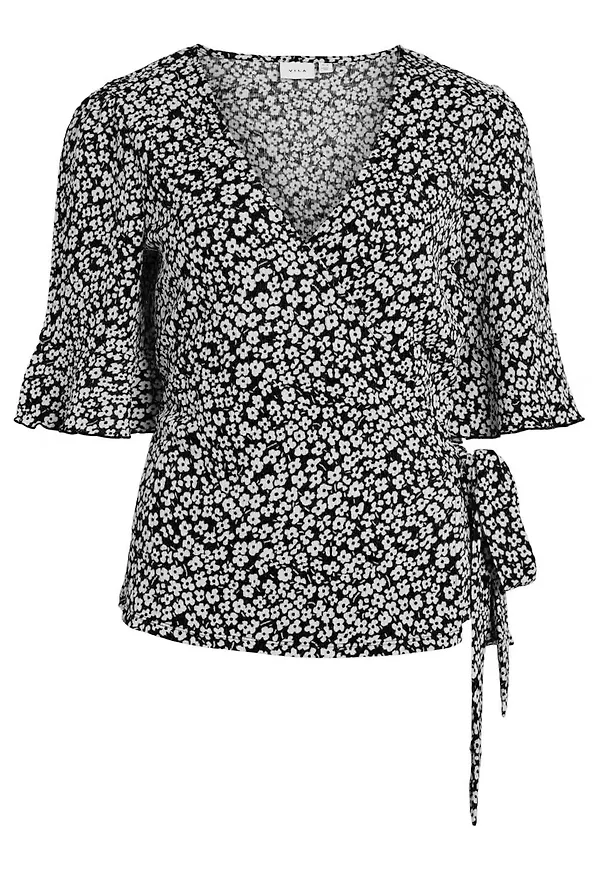 VILA Blus 'Caia' svart / vit