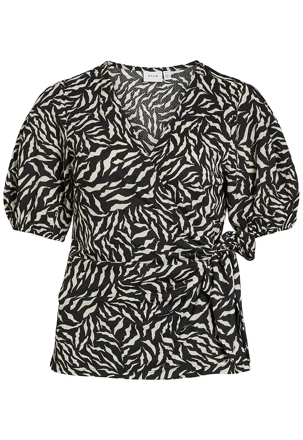 VILA Blus 'Steffi Zafia' svart / naturvit